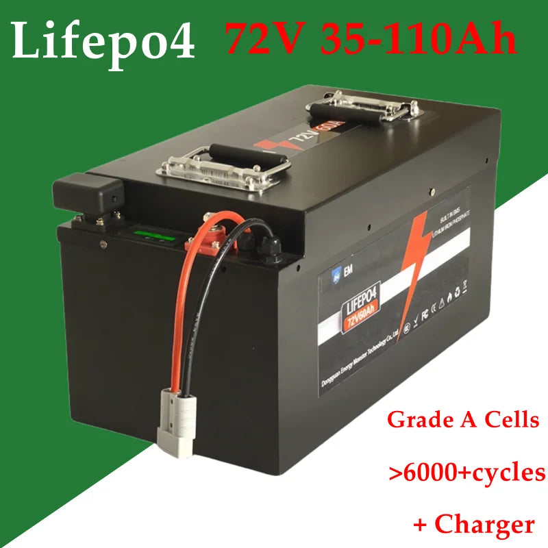72V 35Ah Lithium Battery 40Ah 50Ah 60Ah 70Ah 80Ah 100Ah 110Ah Lifepo4 for Trolling Motor Hybrids Motorcycles Golf Cart Robot